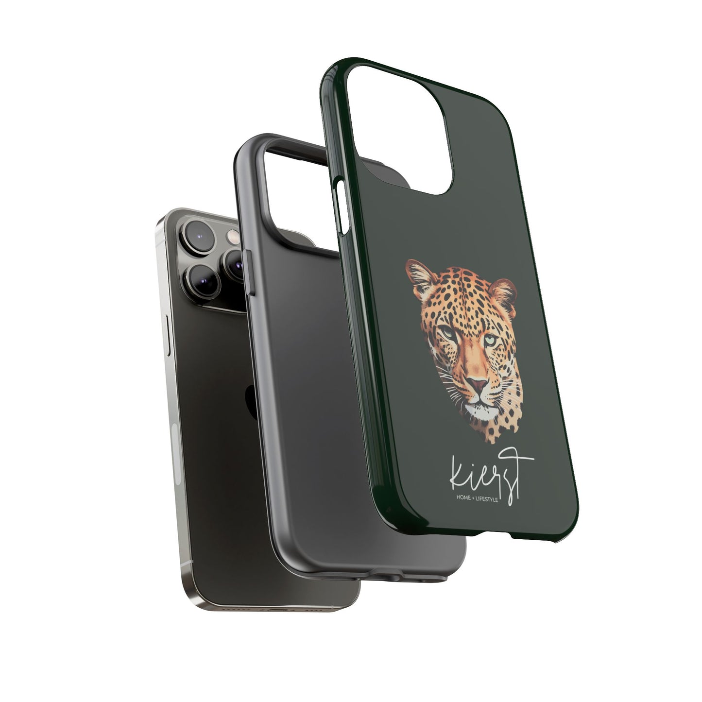Leopard Head on Signature Midnight Pine iPhone Case | Designed to Stand Out