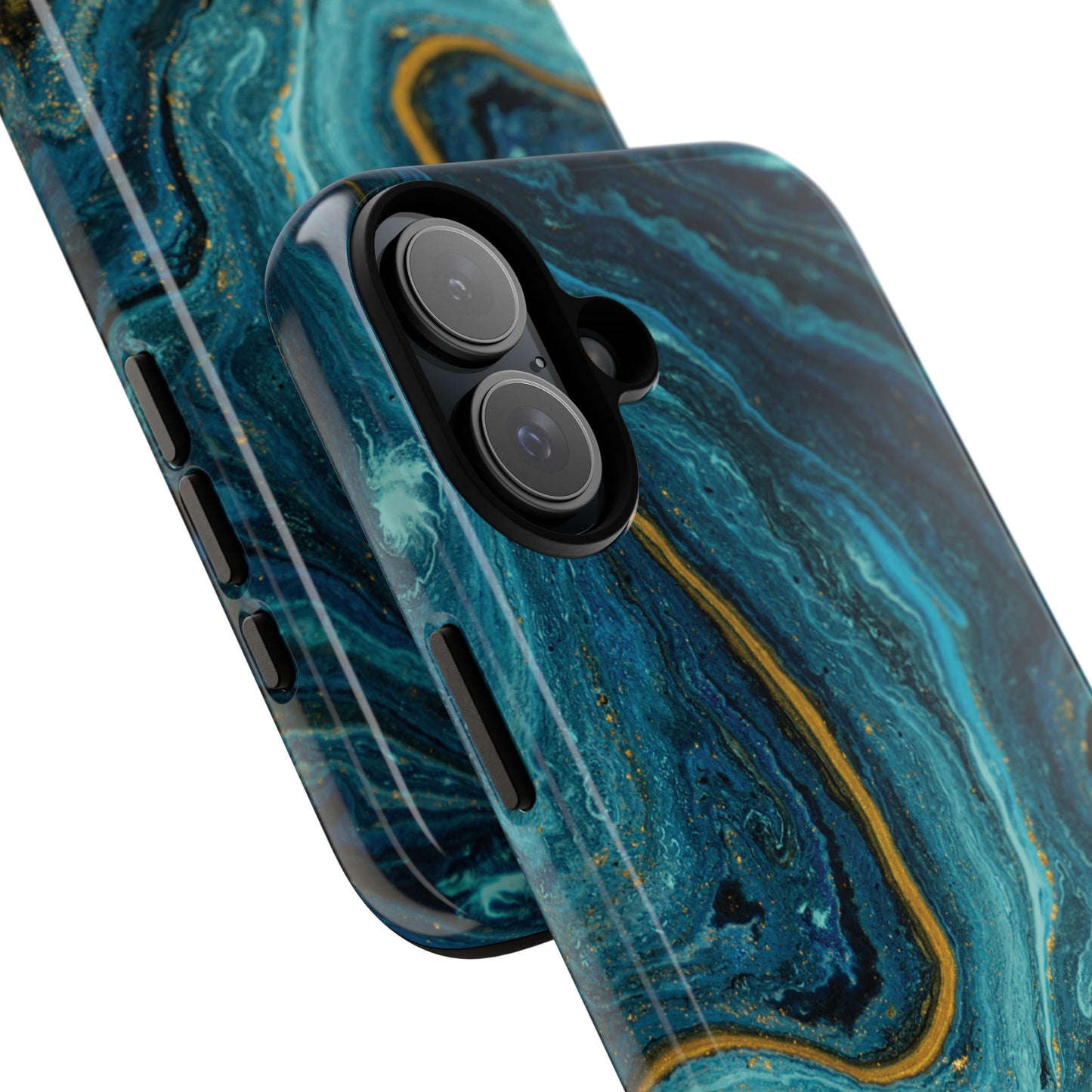 Gold & Teal Marble iPhone Case | Swirled Boldness, Everyday Luxury