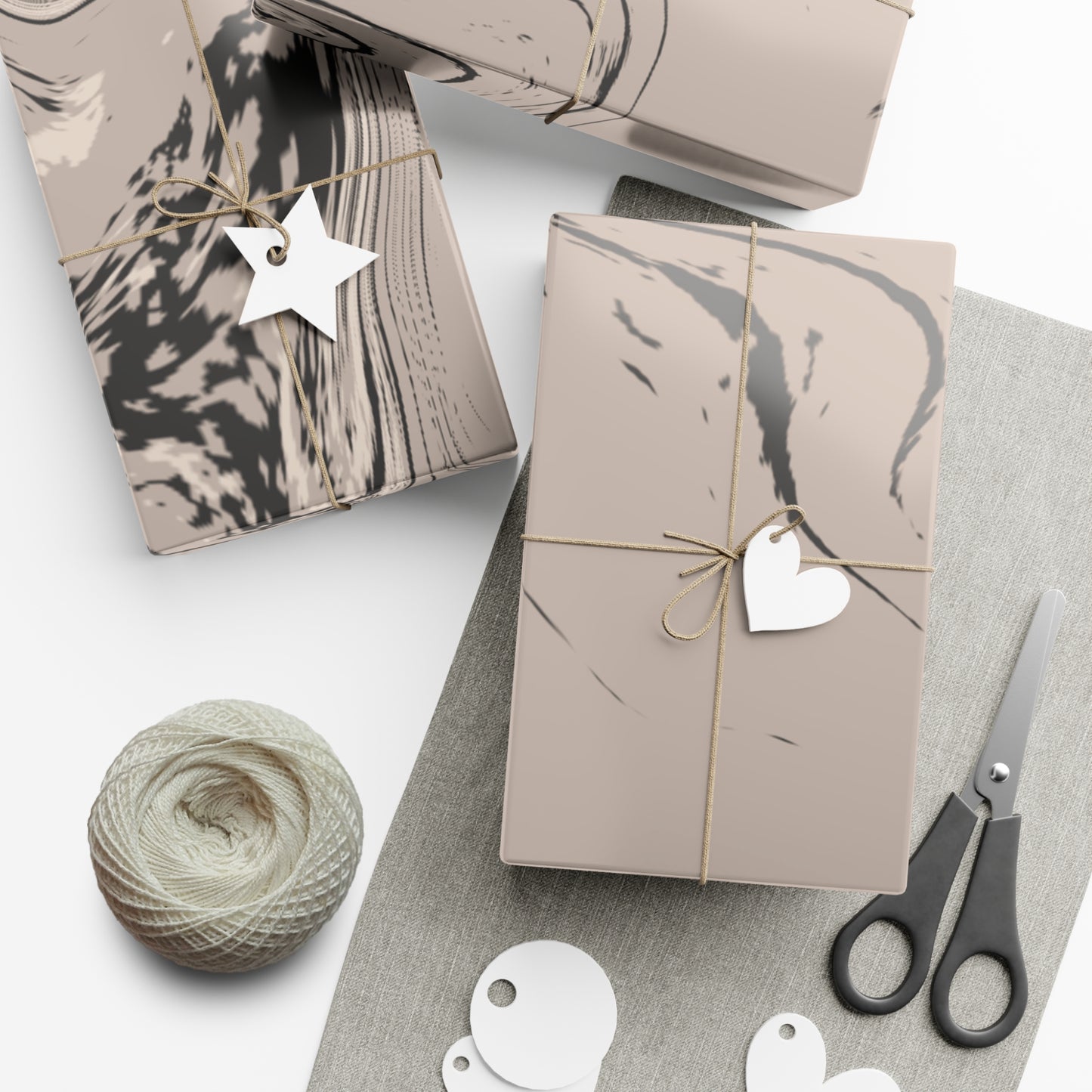 Cream, Grey, and Taupe Marble Gift Wrapping Paper