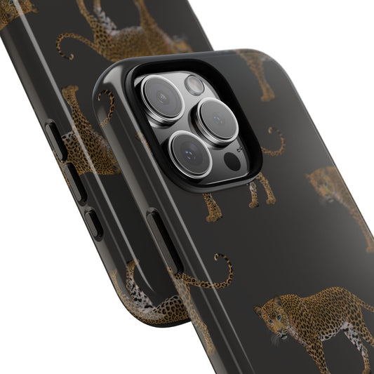 Leopards on Charcoal iPhone Case