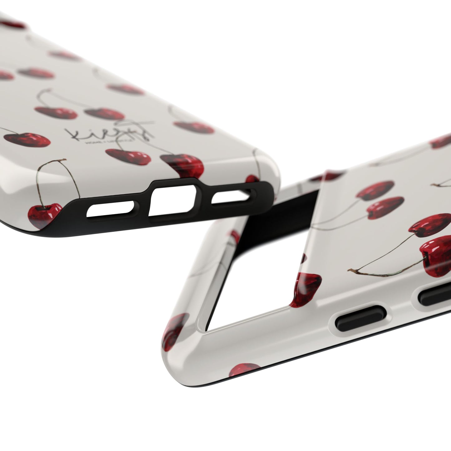 Moody Cherry Stems on White Bone Google Pixel Case | Sultry Minimalism Meets Everyday Utility