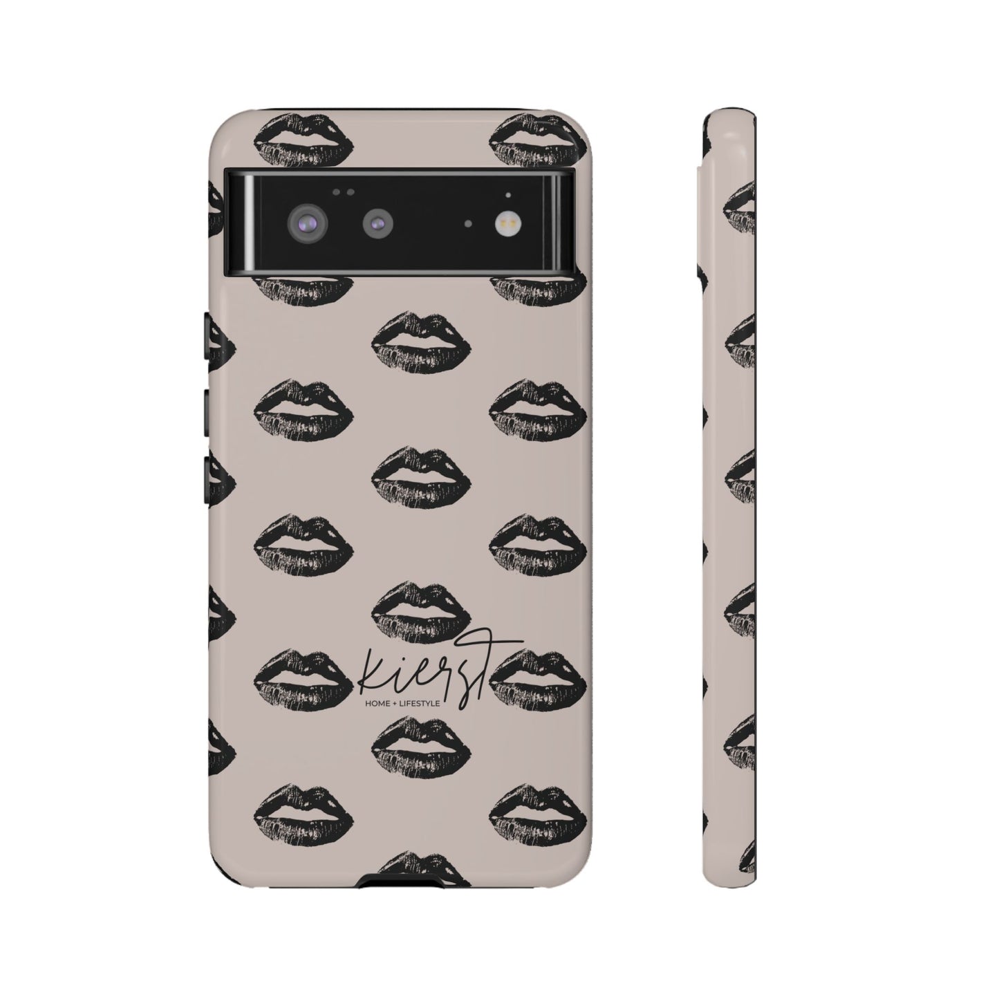 Black Lips on Oat Google Pixel Case | Minimalist Neutrals with a Bold Edge