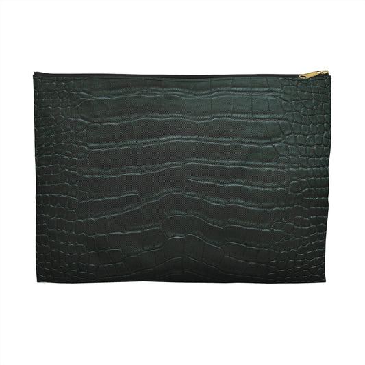 Emerald Crocodile Print Accessory Pouch | Sophisticated Texture for Elevated Essentials