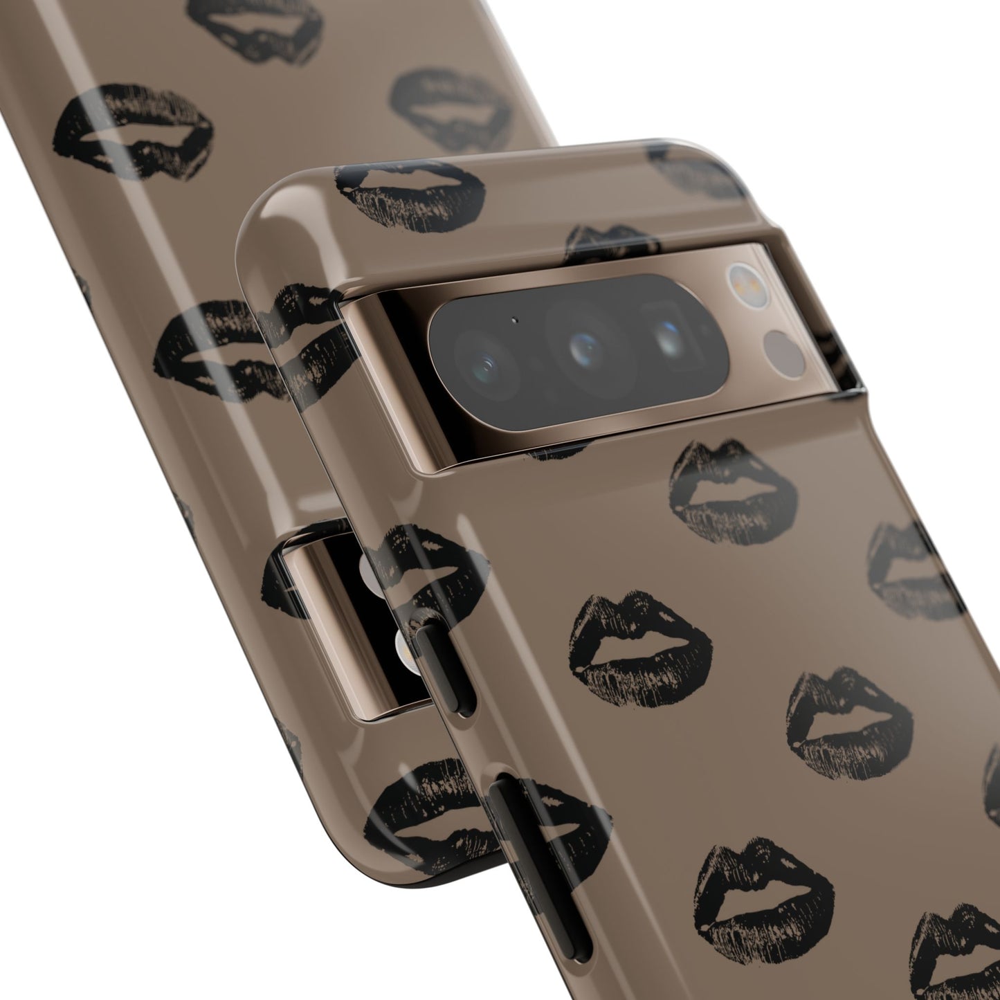 Black Lips on Mocha Google Pixel Phone Case | Soft Edge, Bold Energy