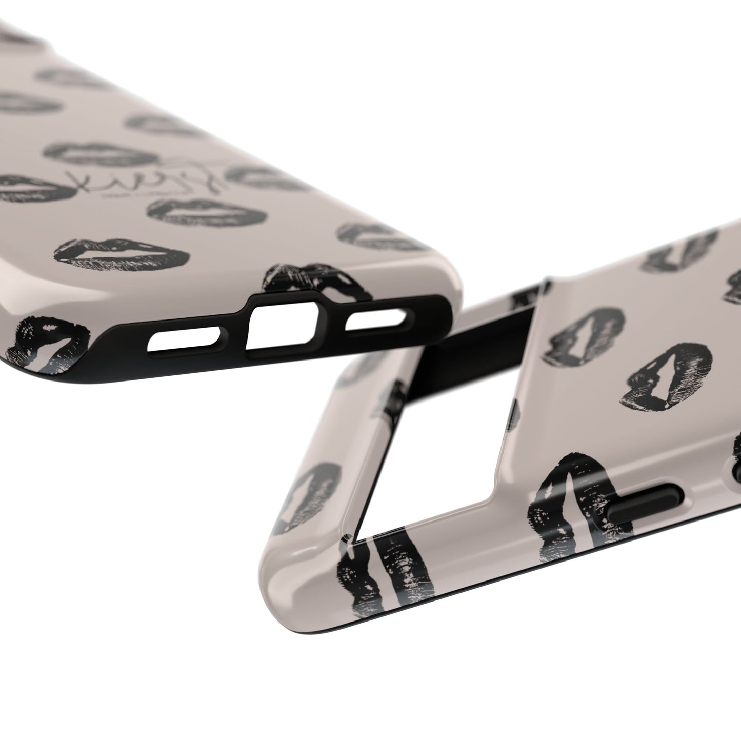 Black Lips on Oat Google Pixel Case | Minimalist Neutrals with a Bold Edge