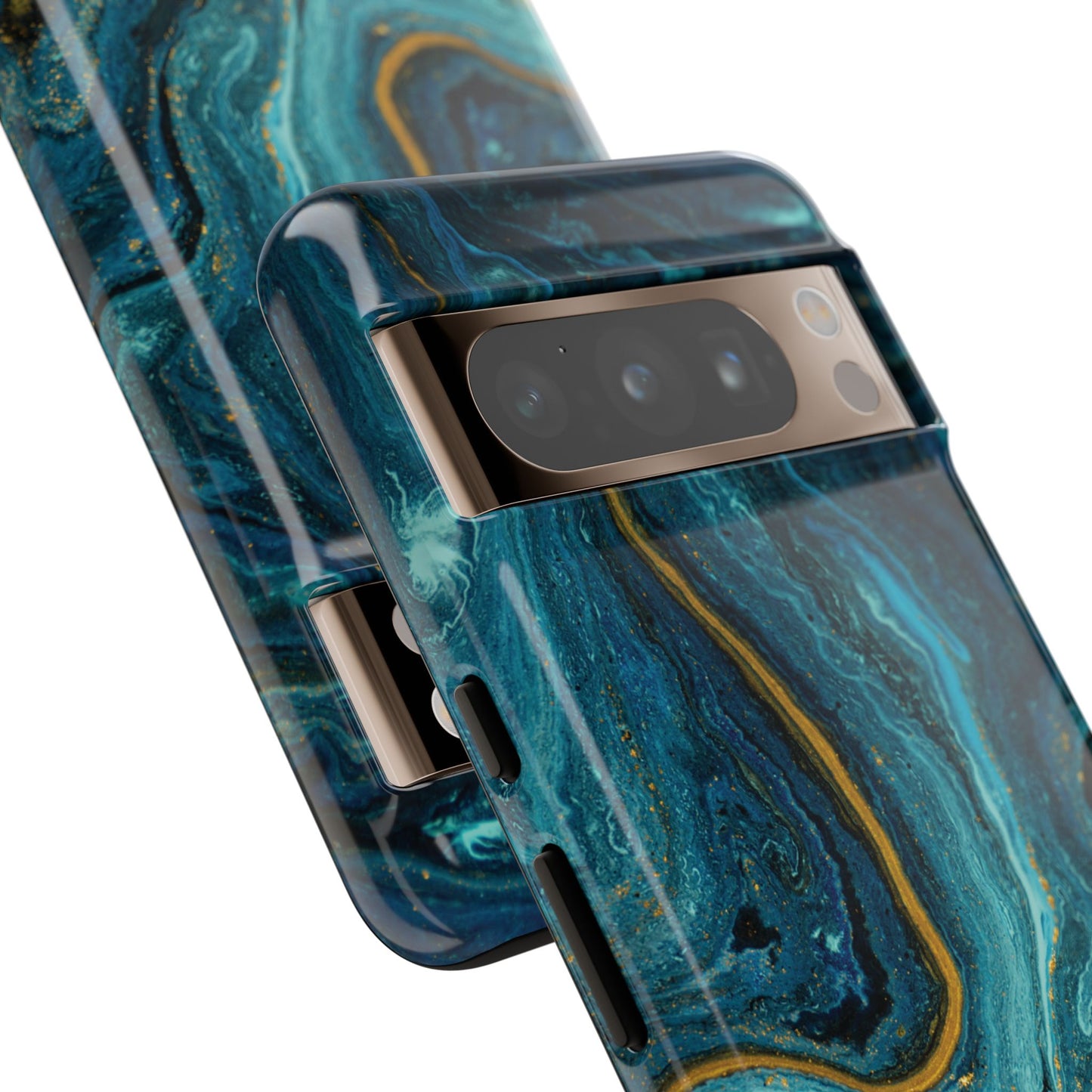 Gold & Teal Marble Google Pixel Case | A Bold Blend of Color & Contrast