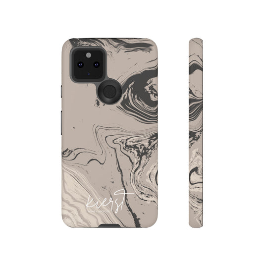 Cream, Grey, and Taupe Marble Google Pixel Case | Grounded Neutrals, Expressive Detail