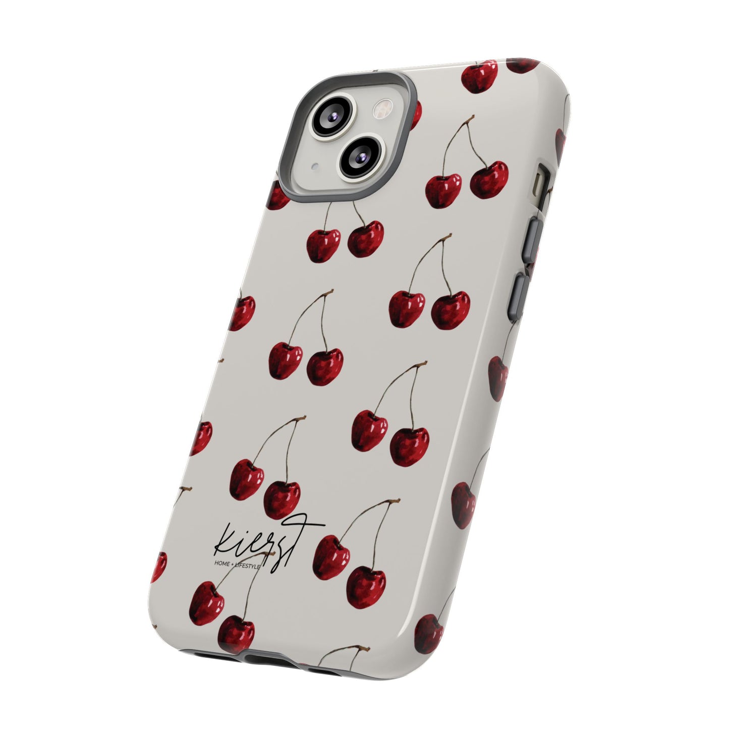 Moody Cherry Stems on White Bone iPhone Case | Timeless Contrast With A Twist of Charm
