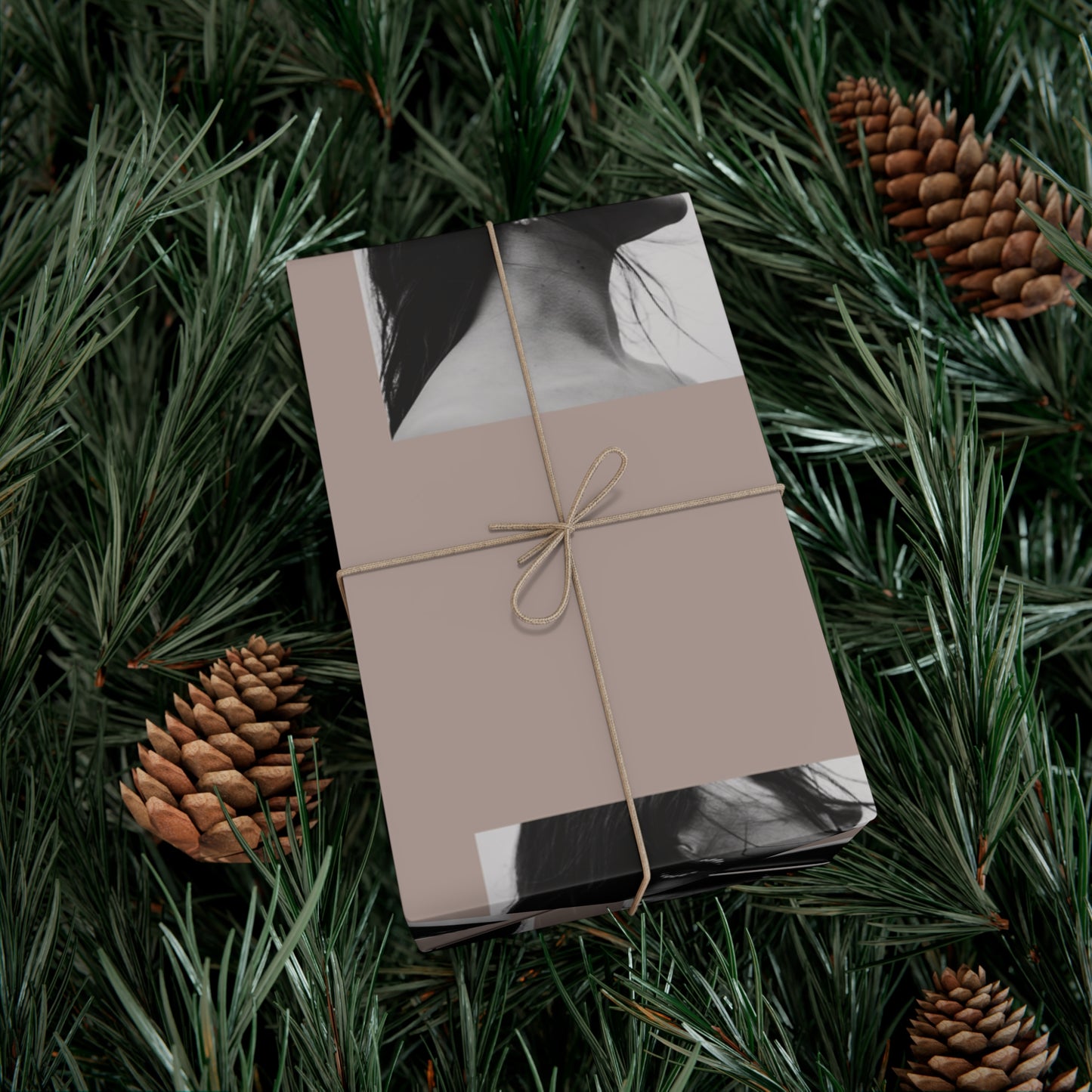 Black + White Fashion Portrait Wrapping Paper