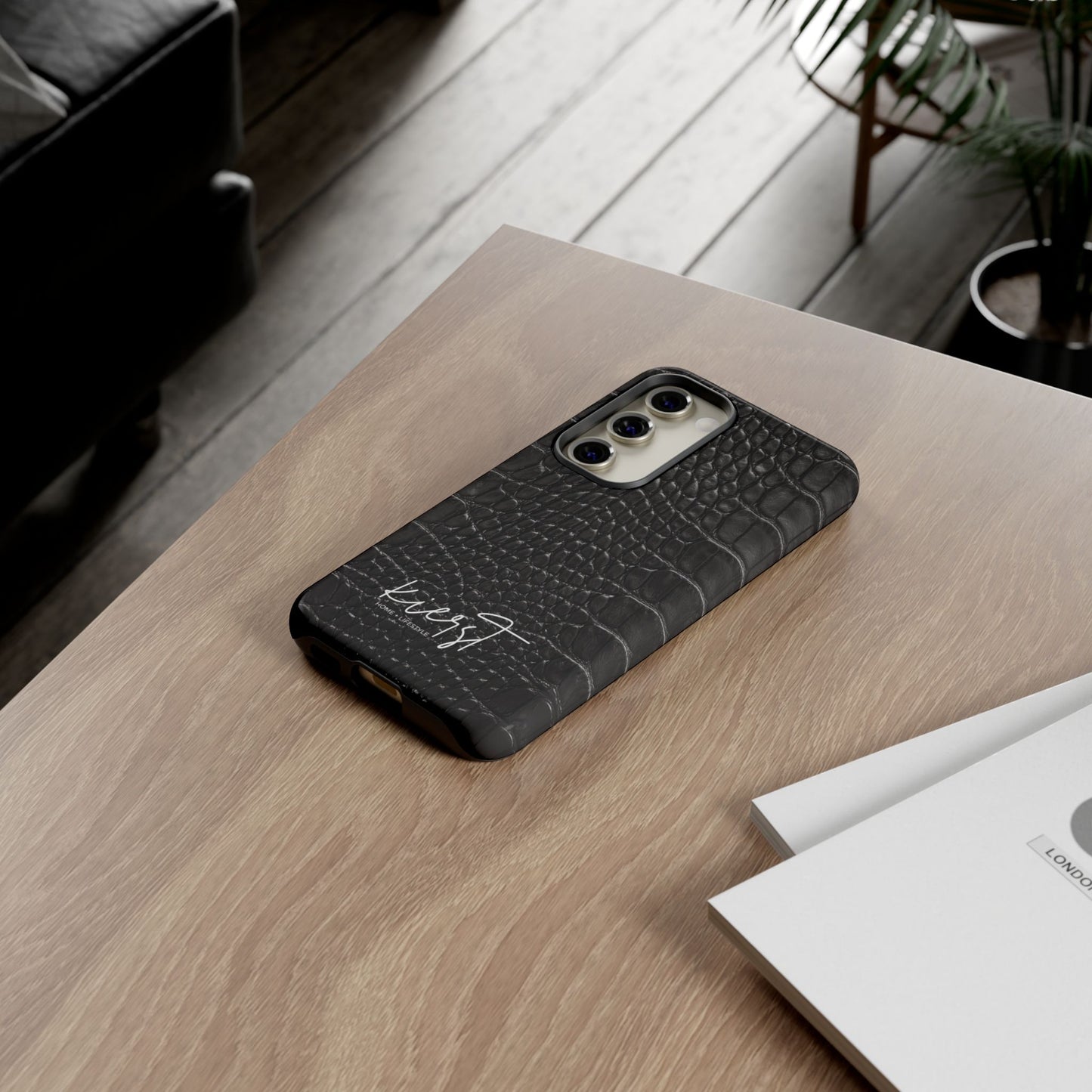 Black Alligator Print Samsung Galaxy Case | Refined Impact, Bold Simplicity