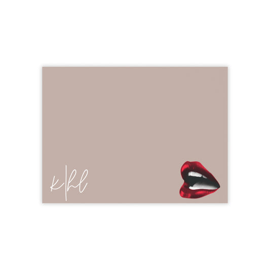 Vintage Red Lips on Signature Taupe Post-it® Note Pad | Glamorous Sticky Notes for Bold Reminders