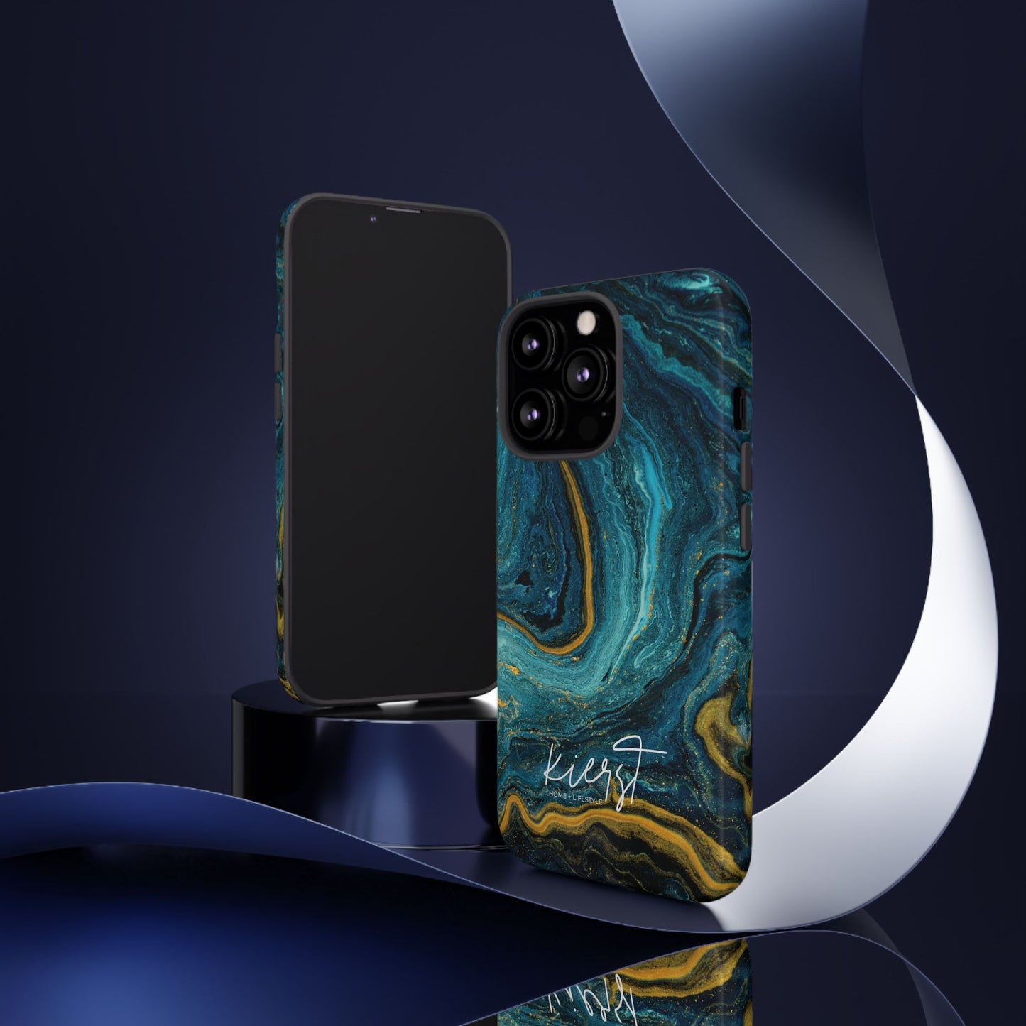 Gold & Teal Marble iPhone Case | Swirled Boldness, Everyday Luxury