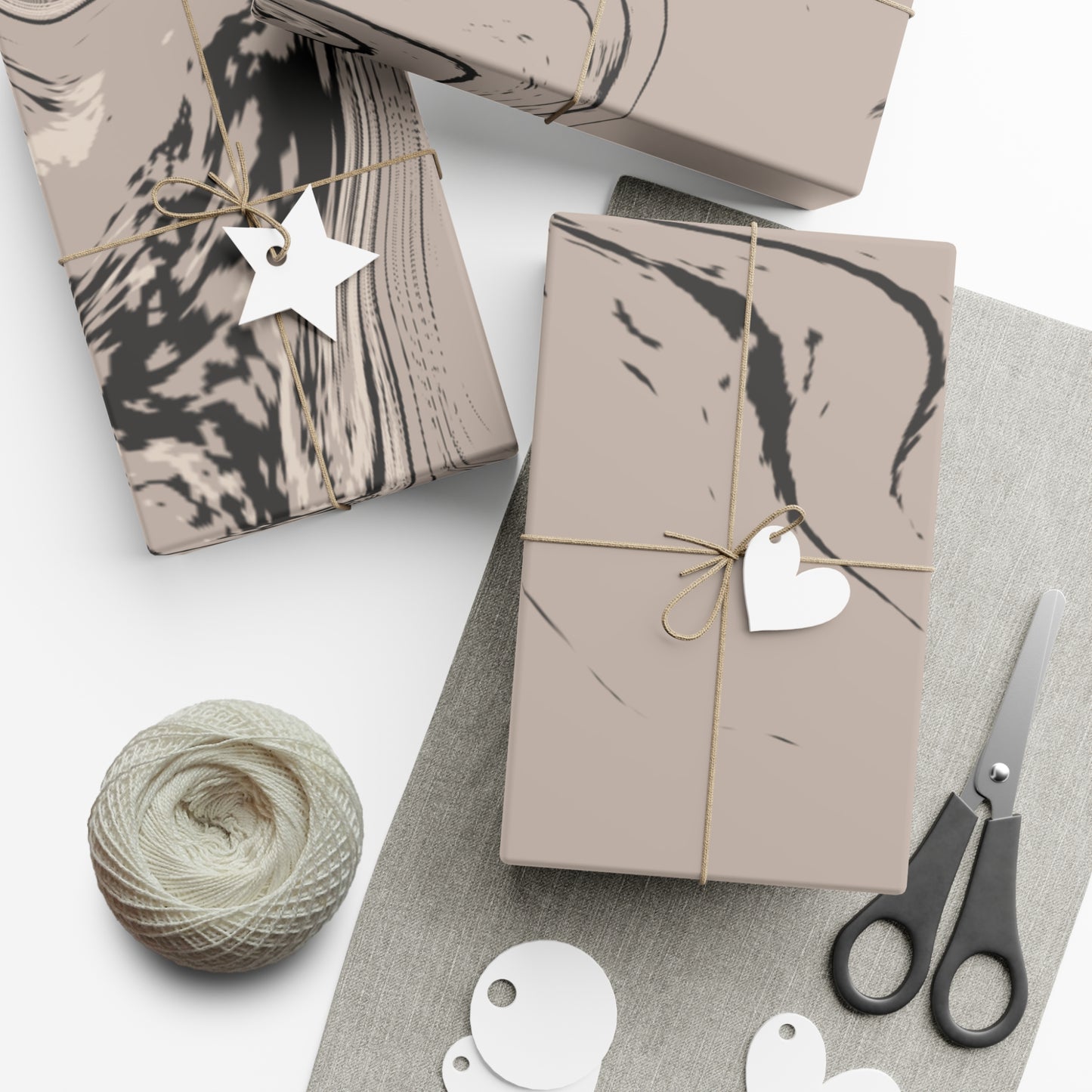 Cream, Grey, and Taupe Marble Gift Wrapping Paper