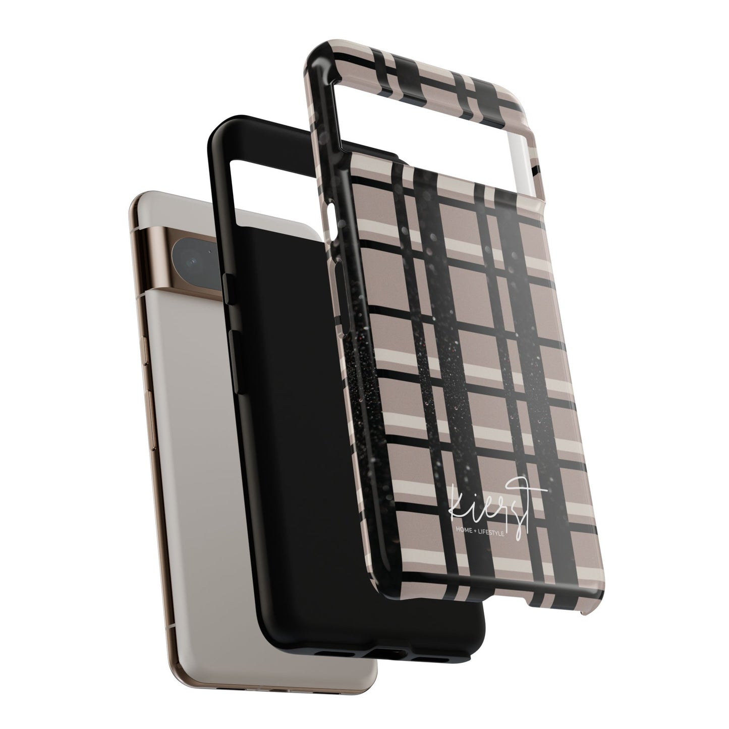 Elevated Neutrals Plaid Google Pixel Case | Taupe, Cream, & Black—Refined, Not Routine