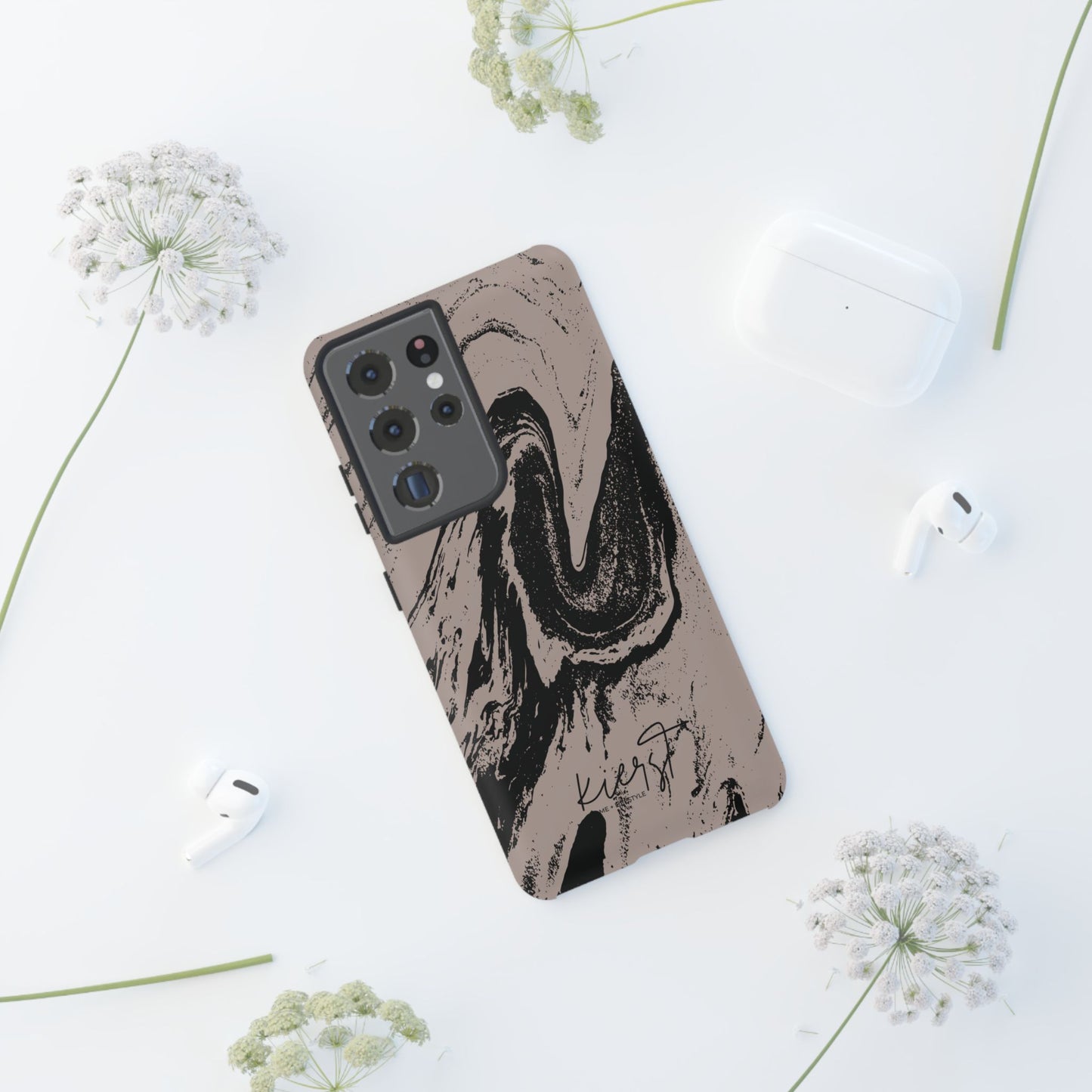 Taupe and Black Marble Samsung Galaxy Phone Case | Sleek, Durable Protection - Edgy, Modern Design