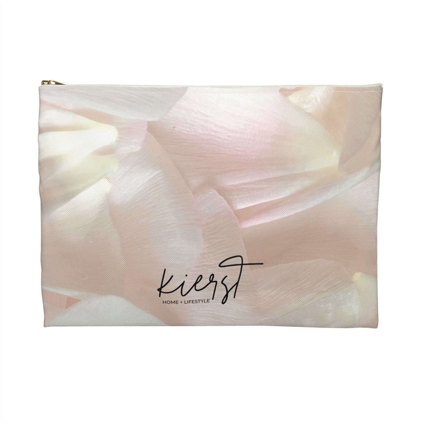 Iridescent Petals Accessory Pouch – Soft Pink Floral-Inspired Print