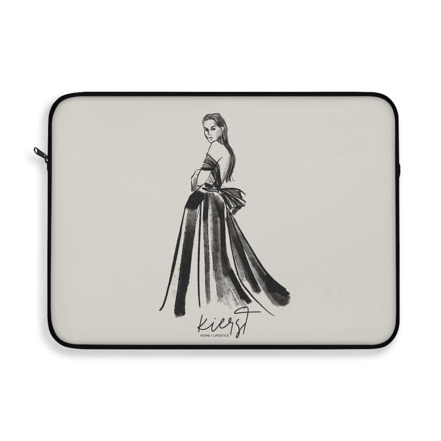 Elegant Evening Gown Sketch Laptop Sleeve | Fashion Illustration for Work & Travel