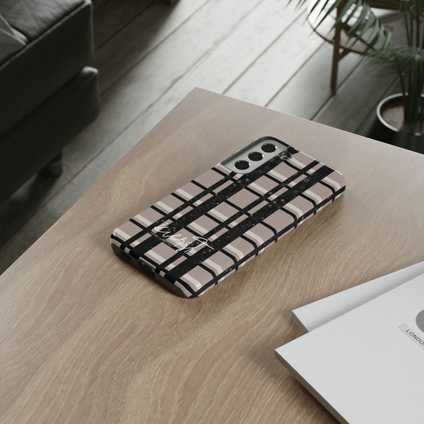 Elevated Neutrals Plaid Samsung Galaxy Case | Structured Style, Soft Edge