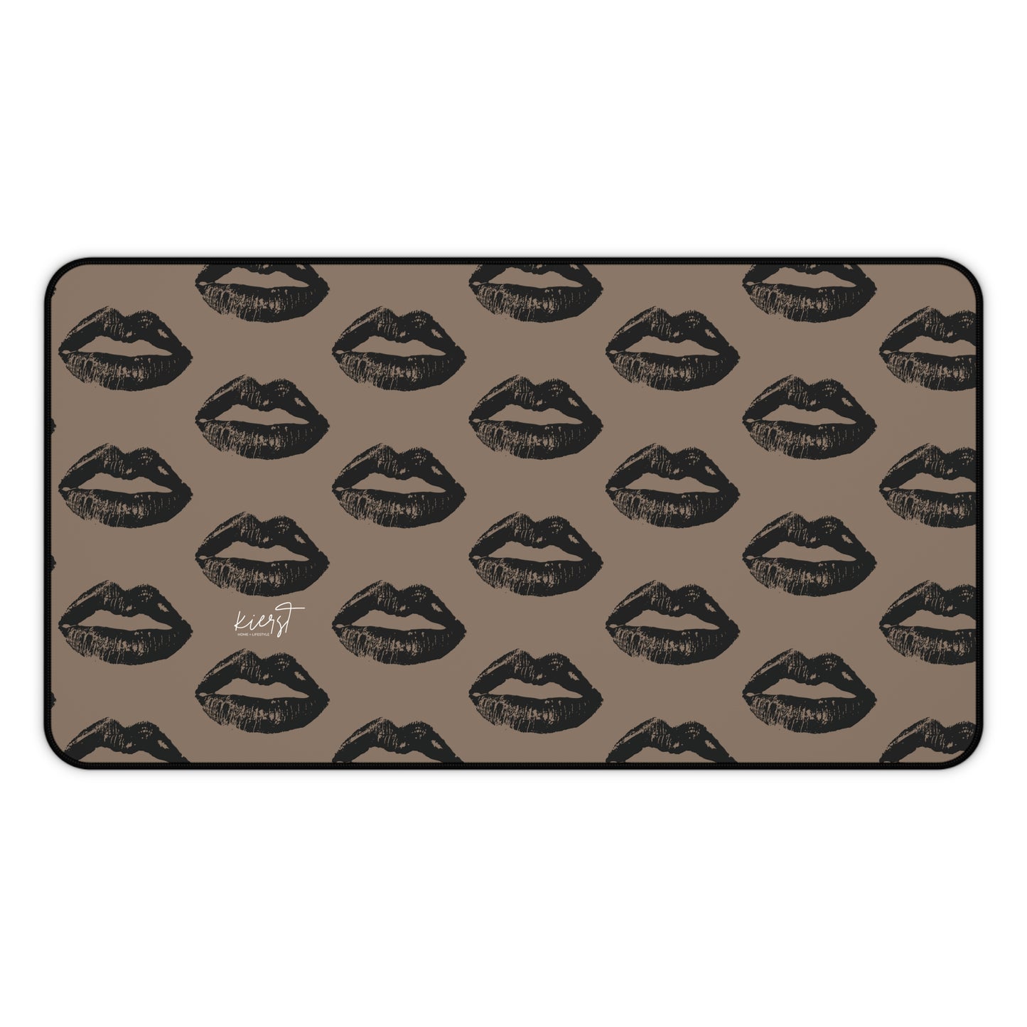 Black Lips on Mocha Desk Mat