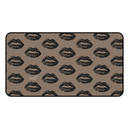 Black Lips on Mocha Desk Mat