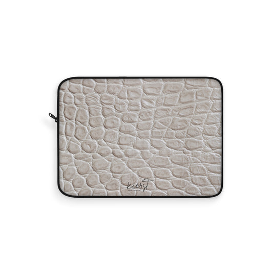 Cream Reptile Print Laptop Sleeve | Elevated Printed Texture for Everyday Tech
