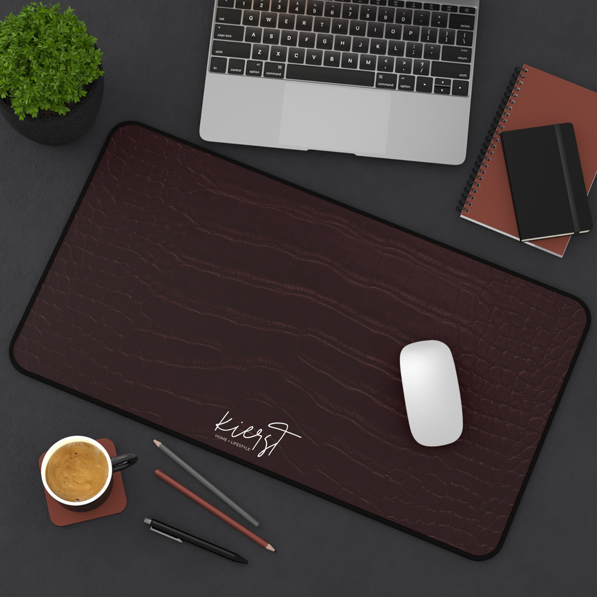 Signature Velvet Noir Crocodile Print Desk Mat