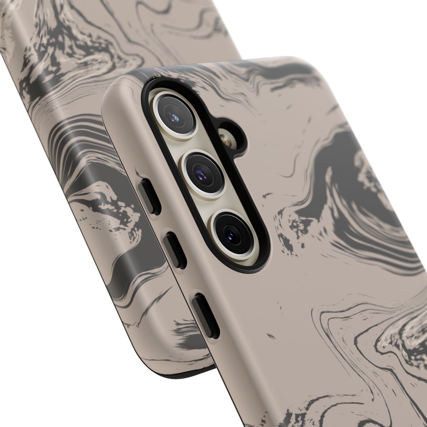 Cream, Grey, and Taupe Marble Samsung Galaxy Phone Case | Rich Swirls, Neutral Motion
