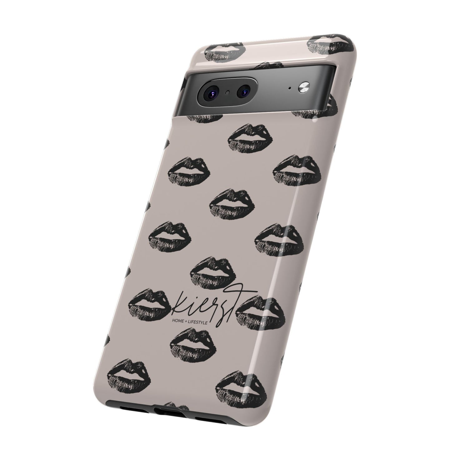 Black Lips on Oat Google Pixel Case | Minimalist Neutrals with a Bold Edge