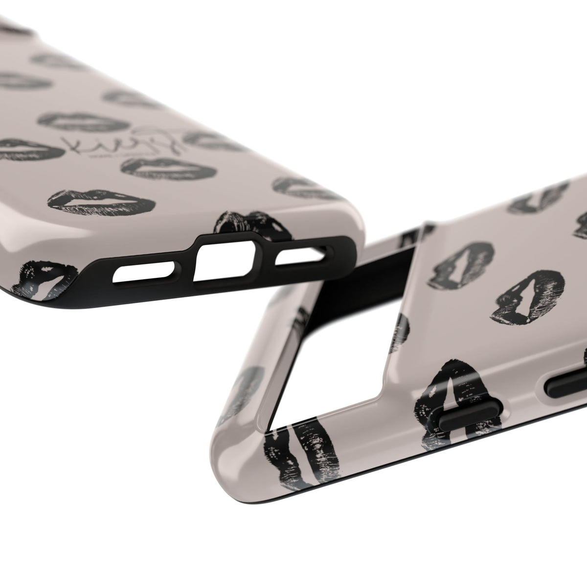 Black Lips on Oat Google Pixel Case | Minimalist Neutrals with a Bold Edge