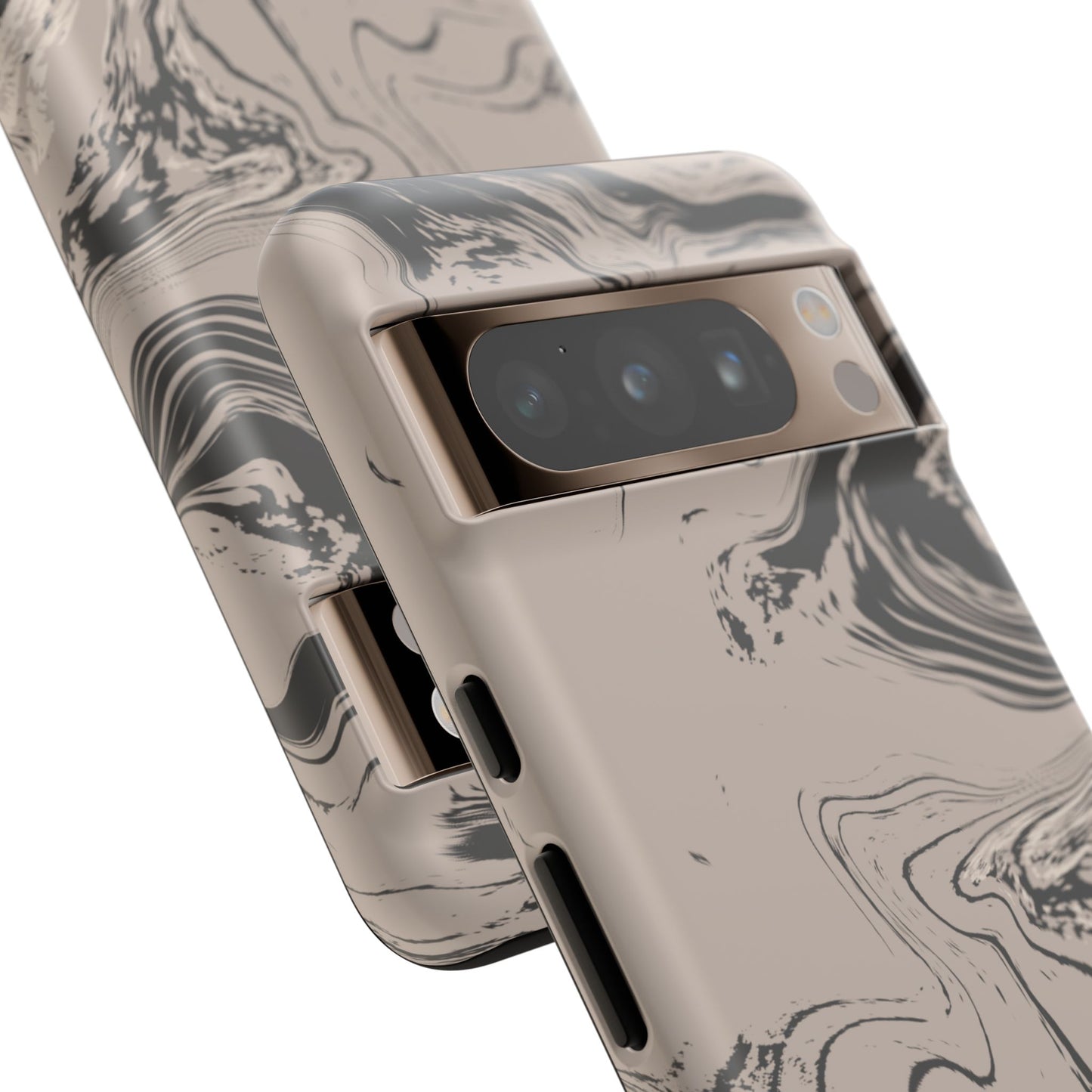 Cream, Grey, and Taupe Marble Google Pixel Case | Grounded Neutrals, Expressive Detail
