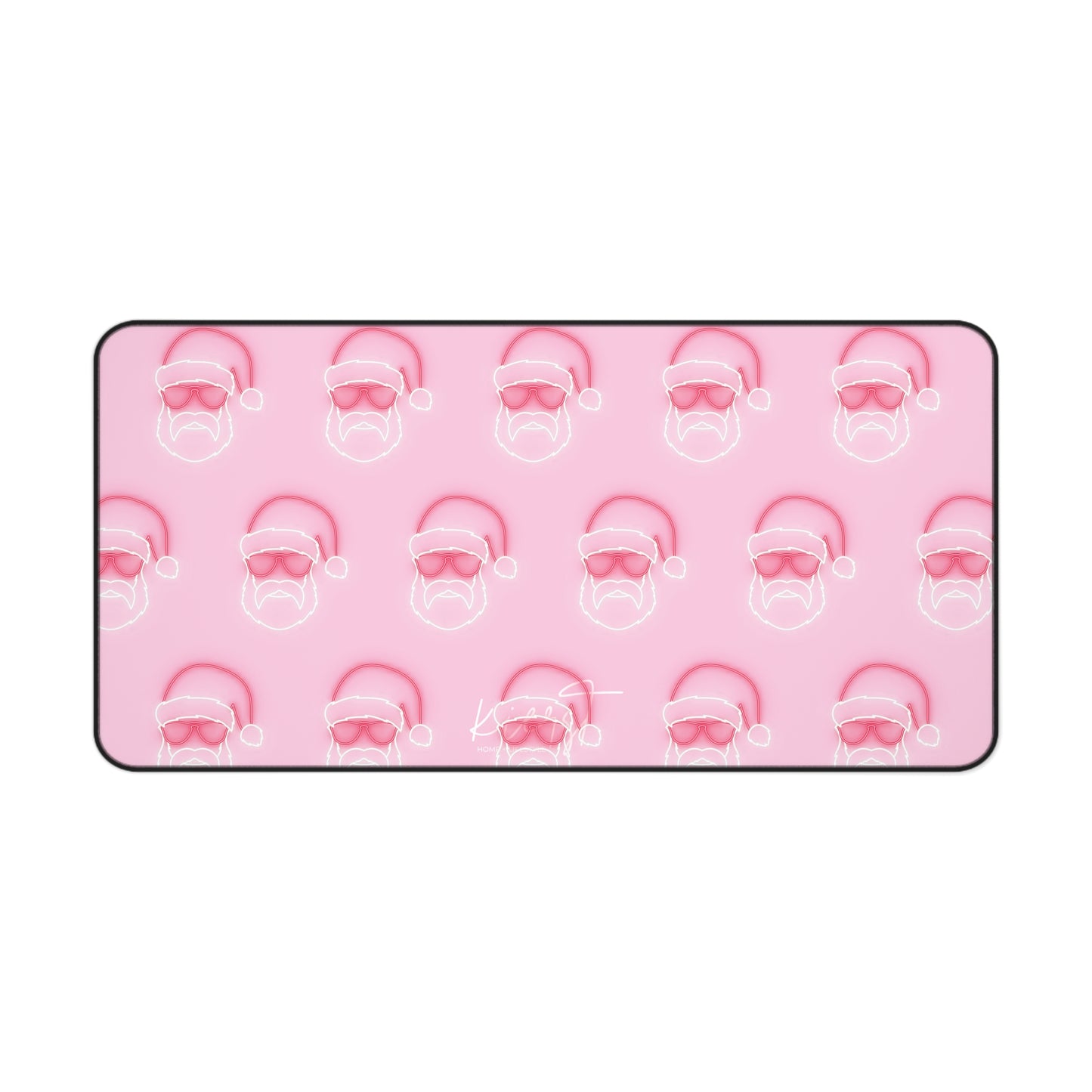 Neon Sign Santa on Pink Desk Mat