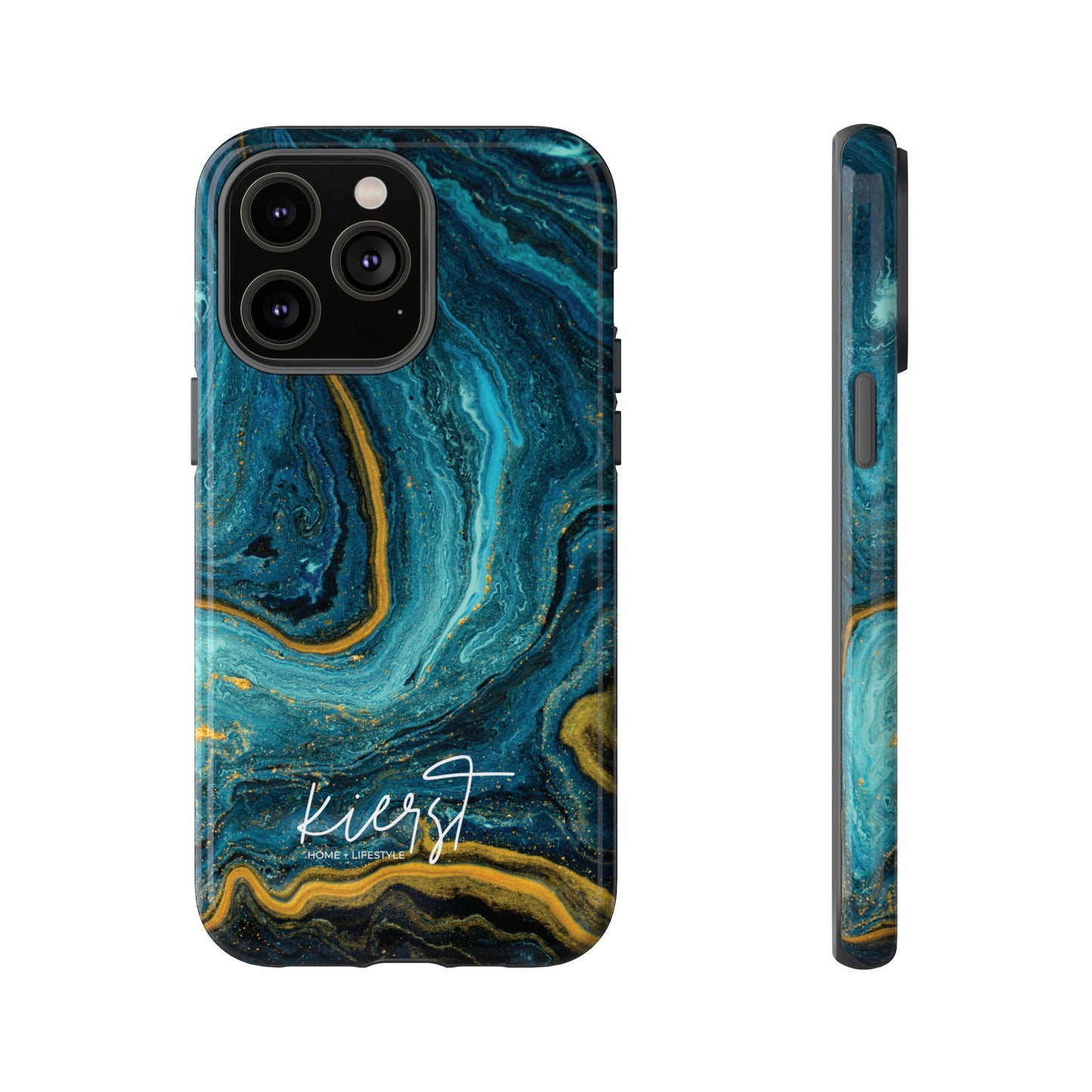 Gold & Teal Marble iPhone Case | Swirled Boldness, Everyday Luxury
