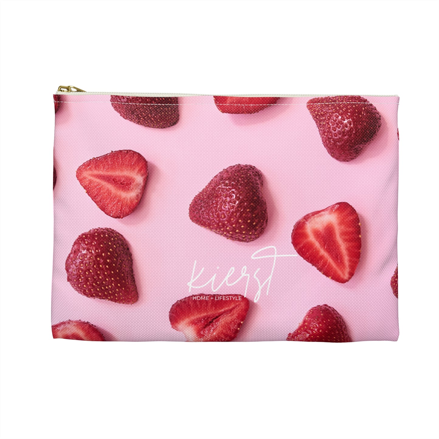 Strawberries Accessory Pouch β Limited Edition Fresh Cut Print on Vibrant Pink