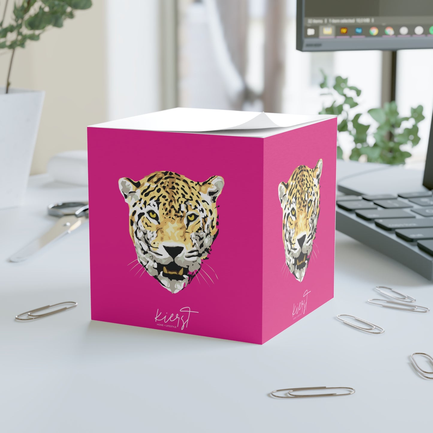 Leopard Head Sticky Note Cube | Signature Hot Pink – Limited Edition | Power Meets Pink