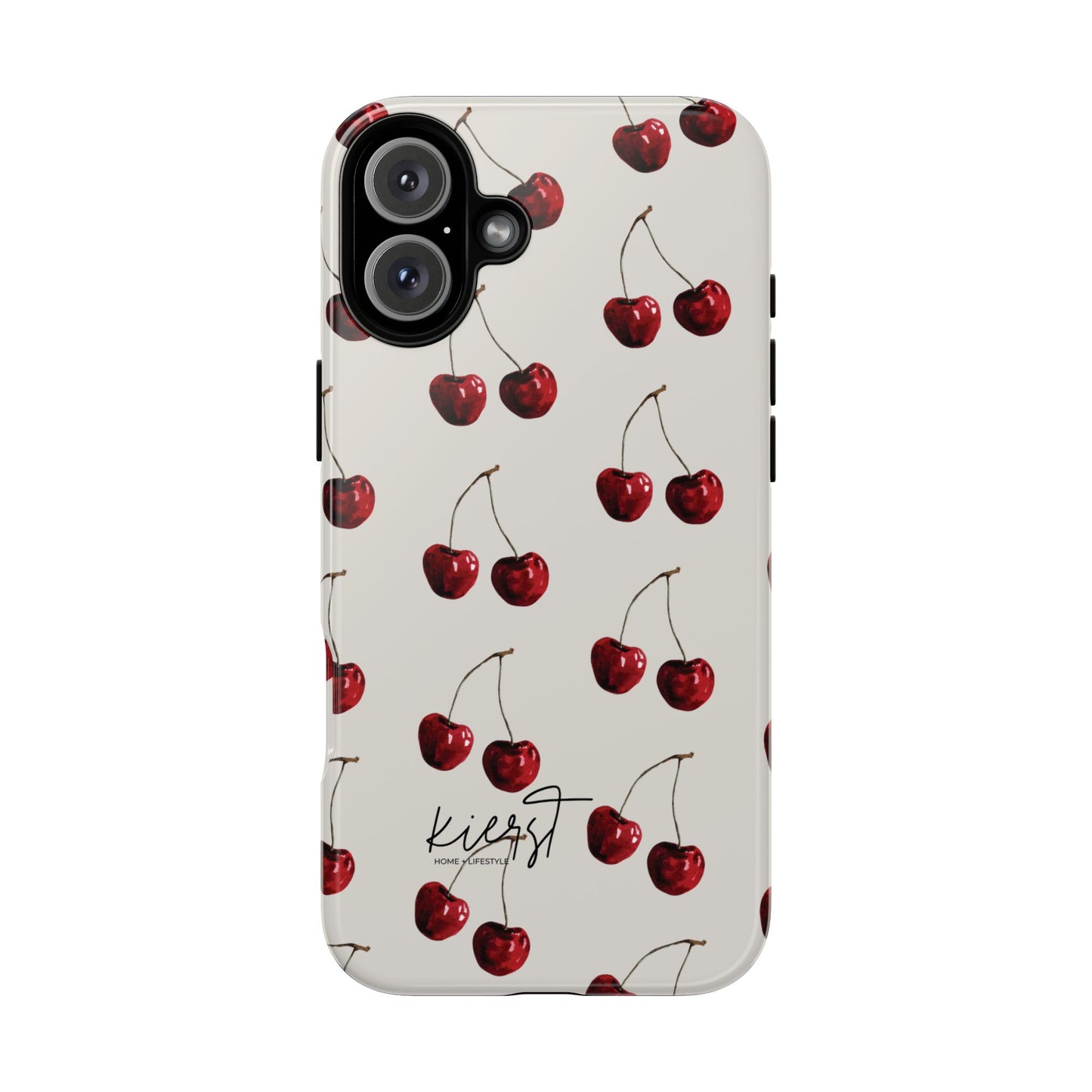 Moody Cherry Stems on White Bone iPhone Case | Timeless Contrast With A Twist of Charm
