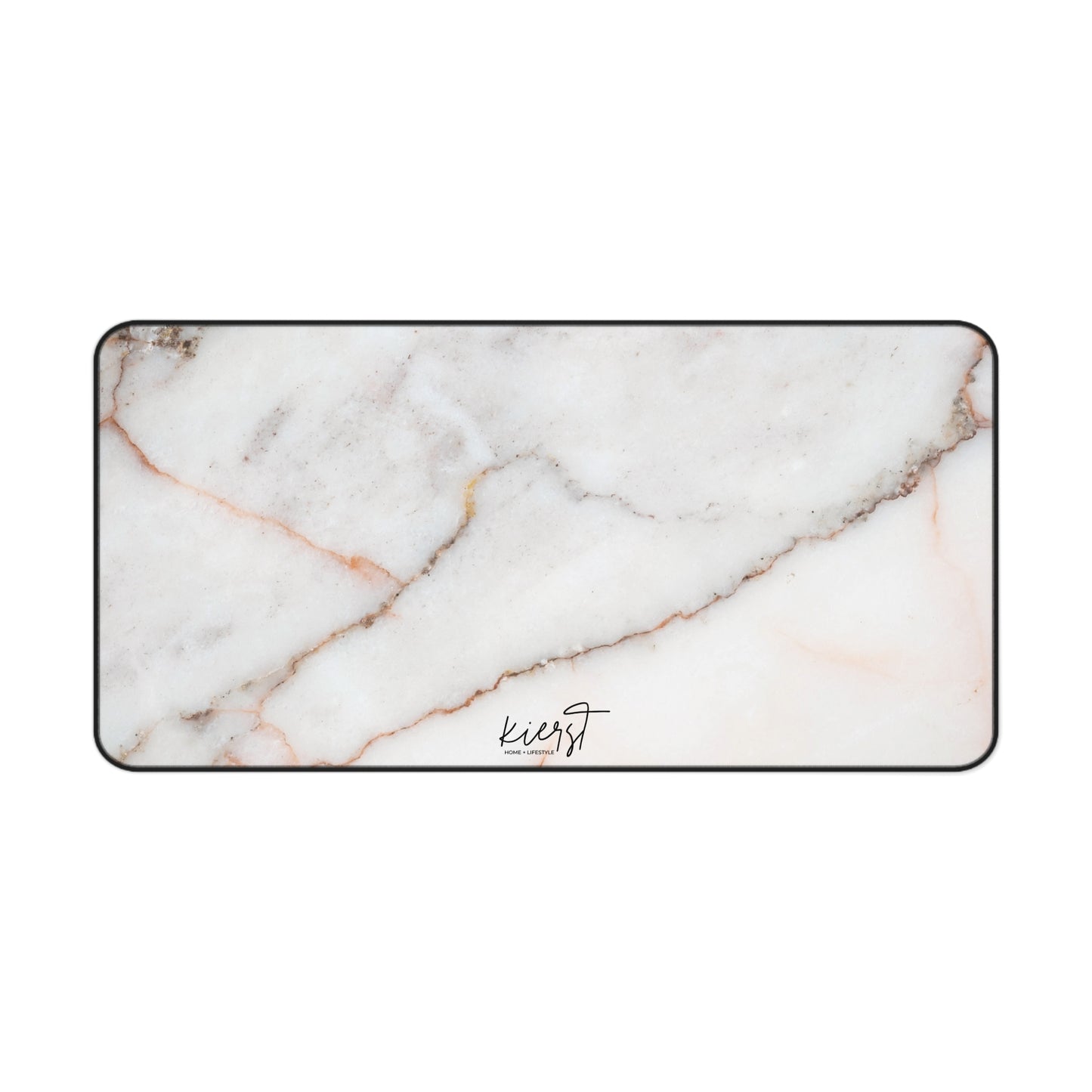 Warm White Marble Print Desk Mat | Neutral Office Decor