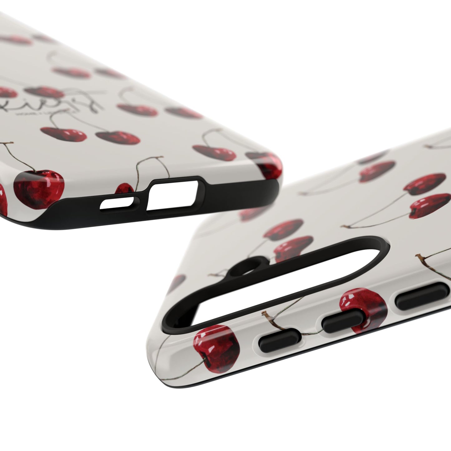 Moody Cherry Stems on White Bone Samsung Galaxy Case | Understated Luxury With A Playful Bite