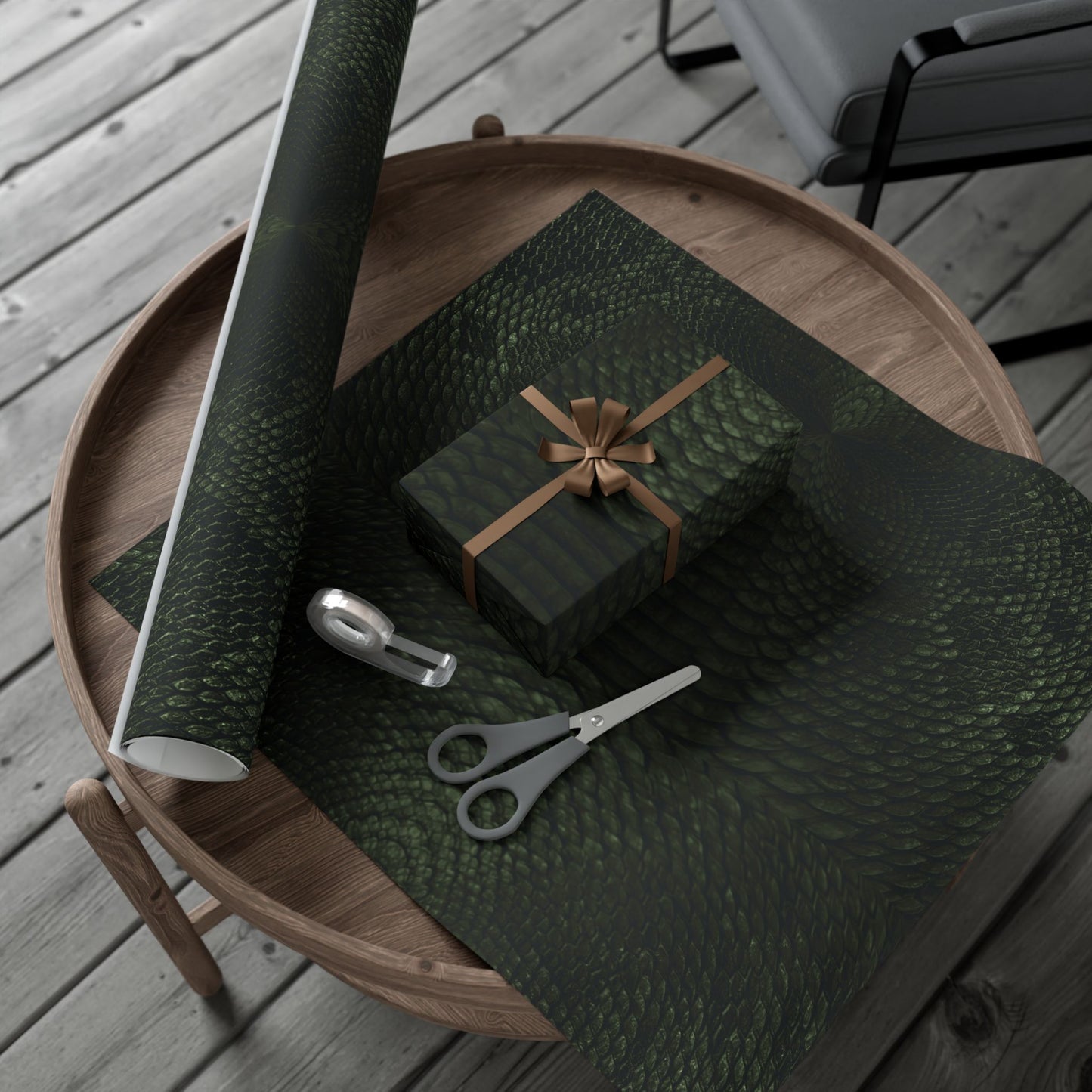 Deep Rich Green Snake Print Gift Wrapping Paper