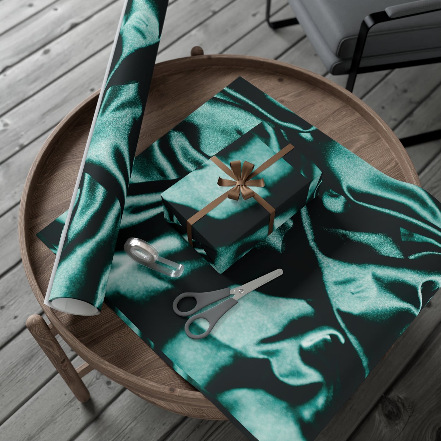 Emerald Satin Print Gift Wrapping Paper