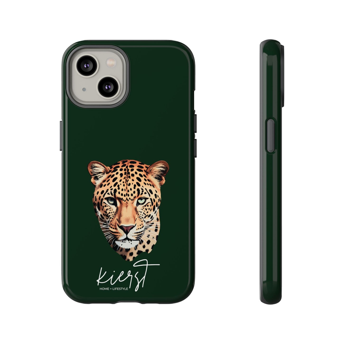 Leopard Head on Signature Midnight Pine iPhone Case | Designed to Stand Out