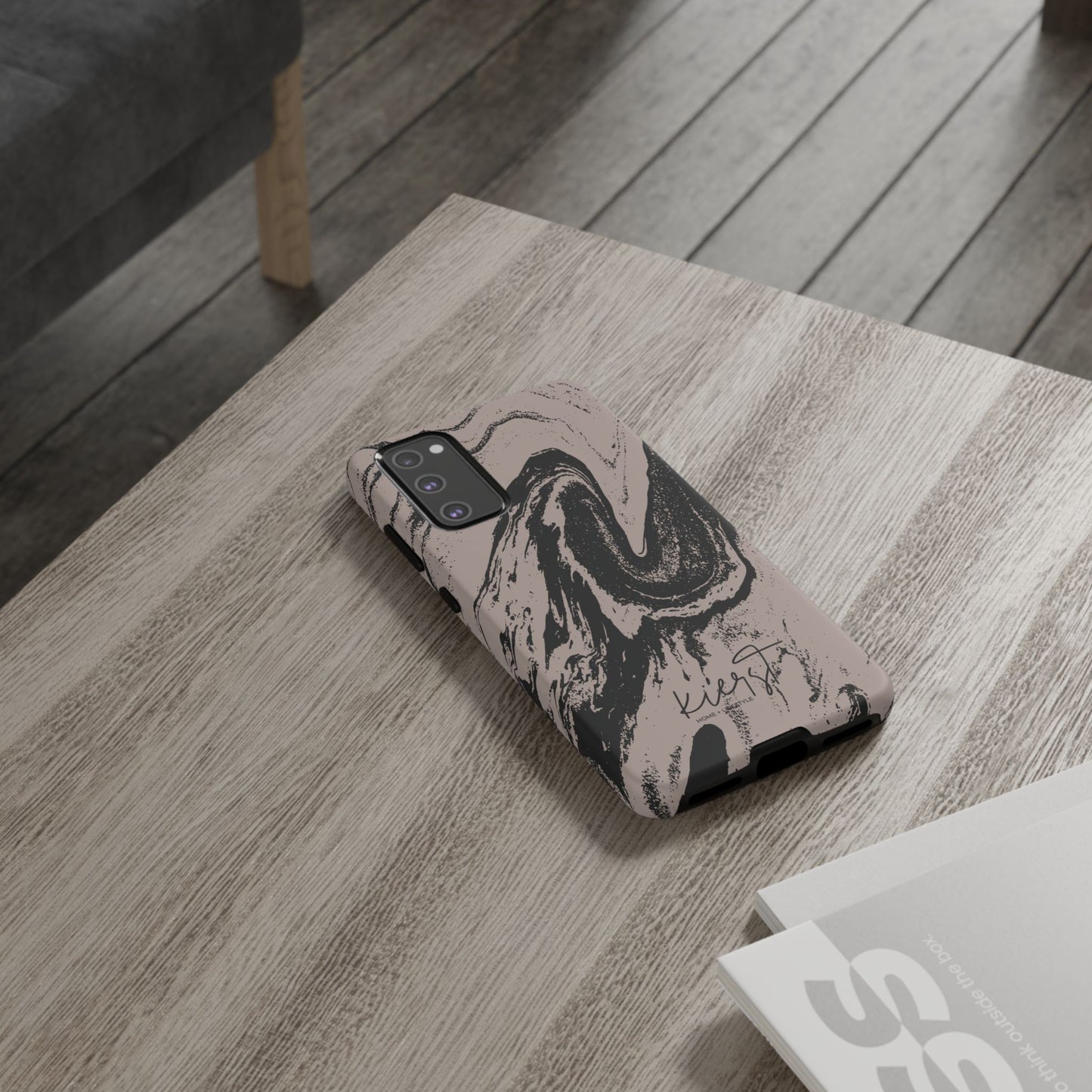 Taupe and Black Marble Samsung Galaxy Phone Case | Sleek, Durable Protection - Edgy, Modern Design