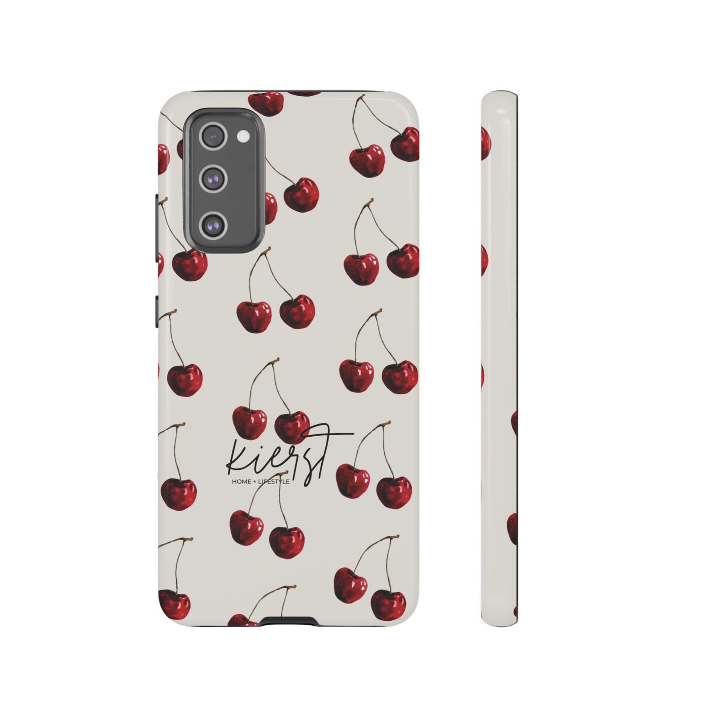 Moody Cherry Stems on White Bone Samsung Galaxy Case | Understated Luxury With A Playful Bite