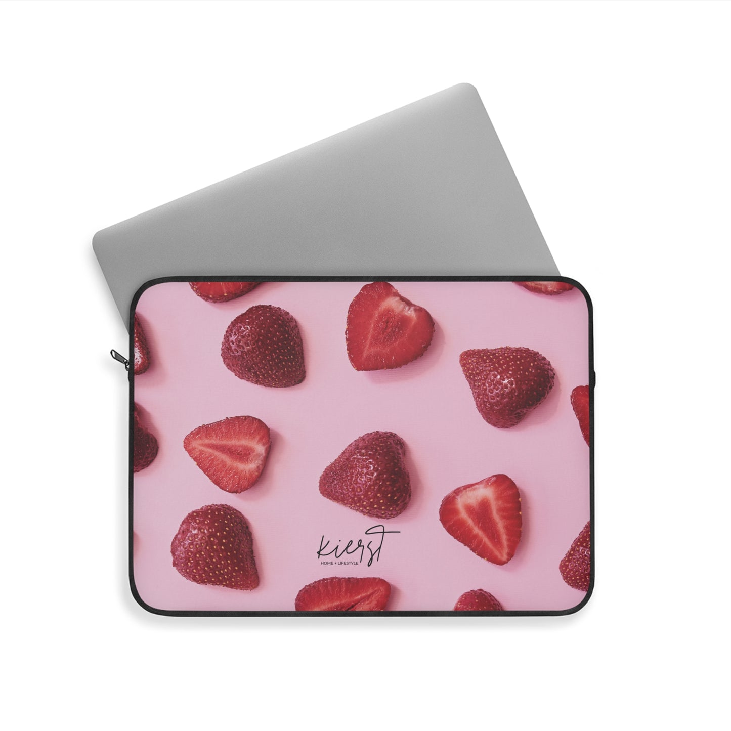Strawberries Laptop Sleeve – Protective Case with Red Berries on Pink