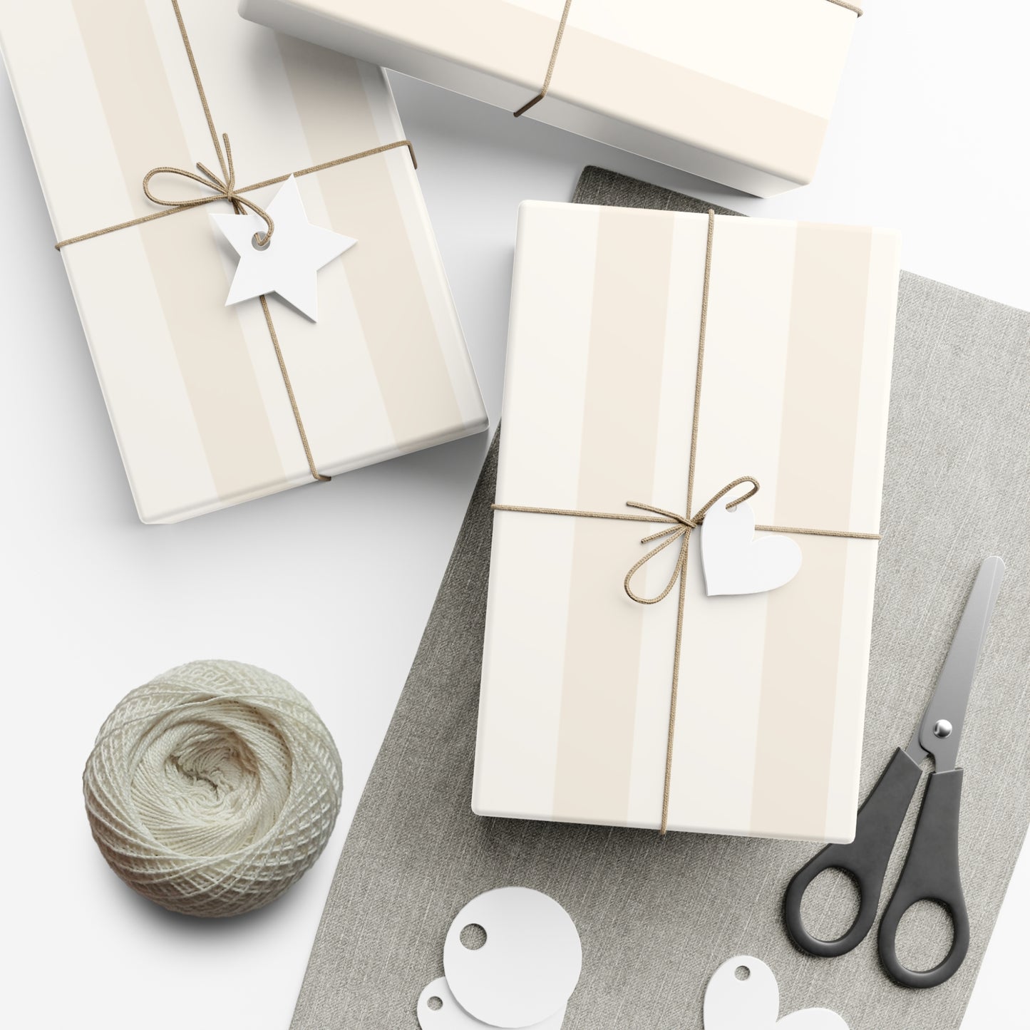 Cream Striped Gift Wrapping Paper