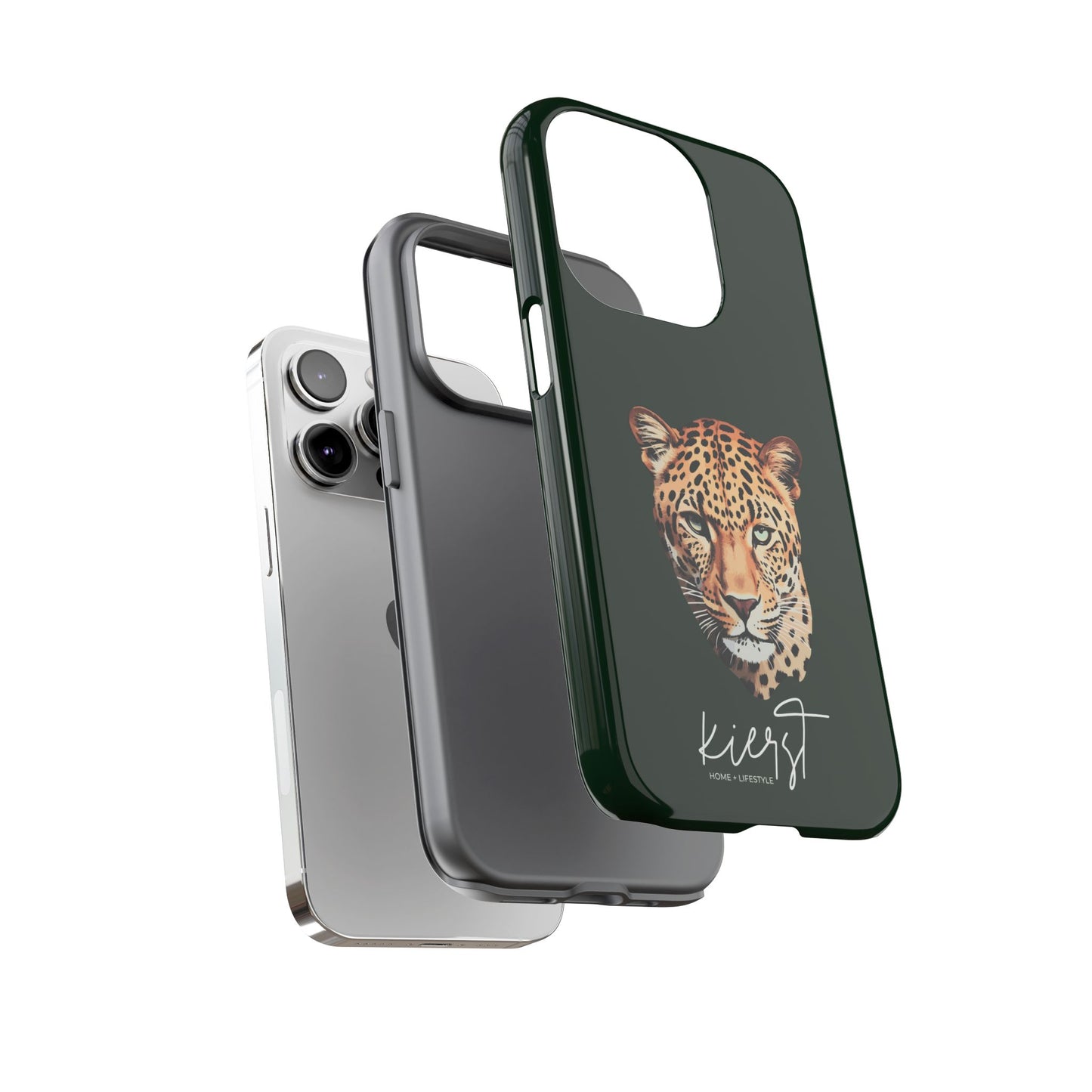 Leopard Head on Signature Midnight Pine iPhone Case | Designed to Stand Out