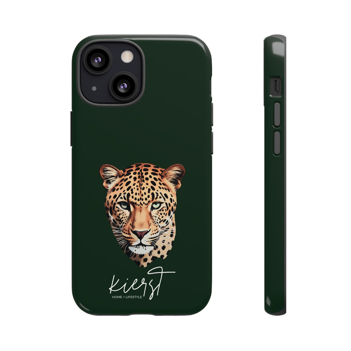 Leopard Head on Signature Midnight Pine iPhone Case | Designed to Stand Out