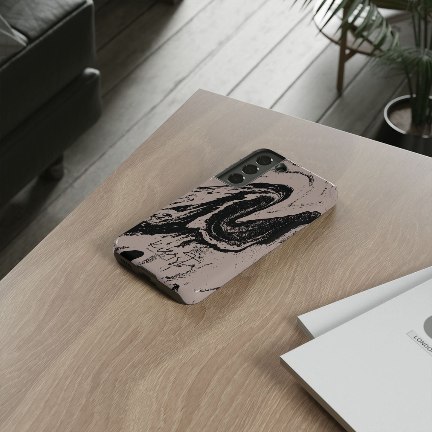 Taupe and Black Marble Samsung Galaxy Phone Case | Sleek, Durable Protection - Edgy, Modern Design