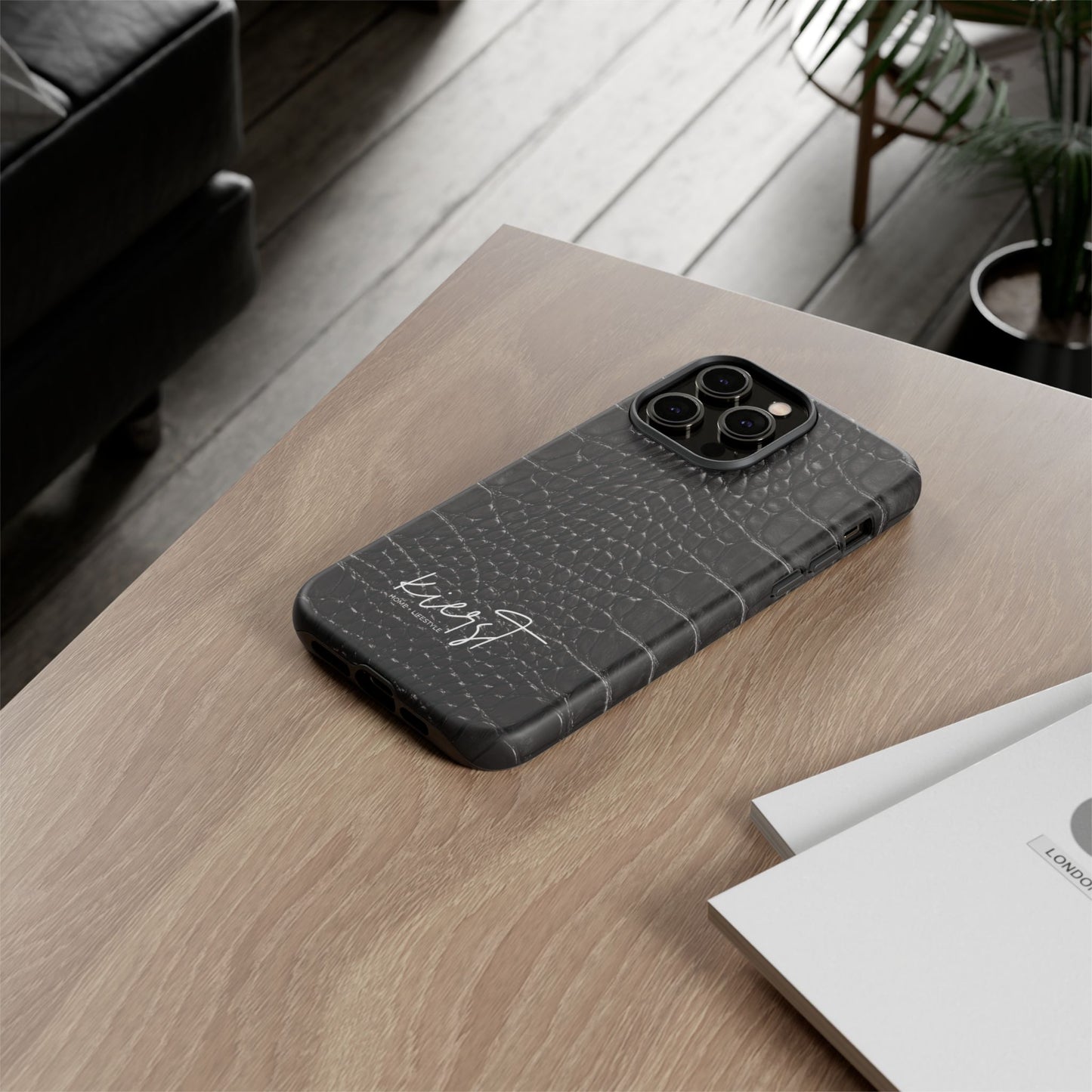 Black Alligator Print iPhone Case | Minimalist Edge Meets Everyday Function