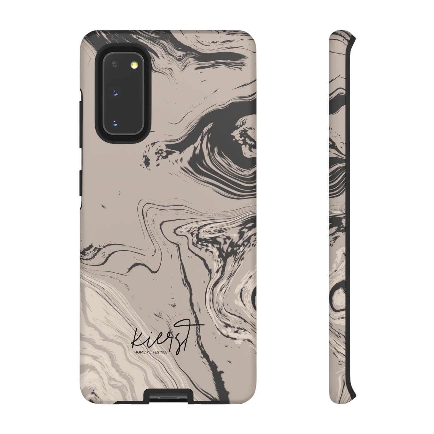 Cream, Grey, and Taupe Marble Samsung Galaxy Phone Case | Rich Swirls, Neutral Motion