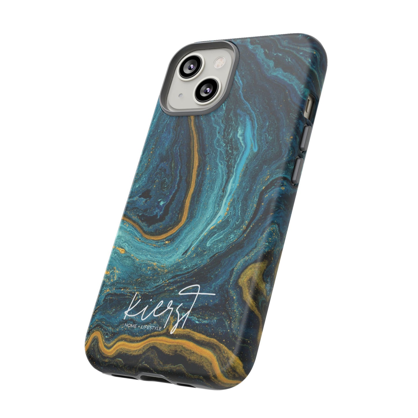 Gold & Teal Marble iPhone Case | Swirled Boldness, Everyday Luxury